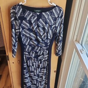 Navy and White Patterned Dress